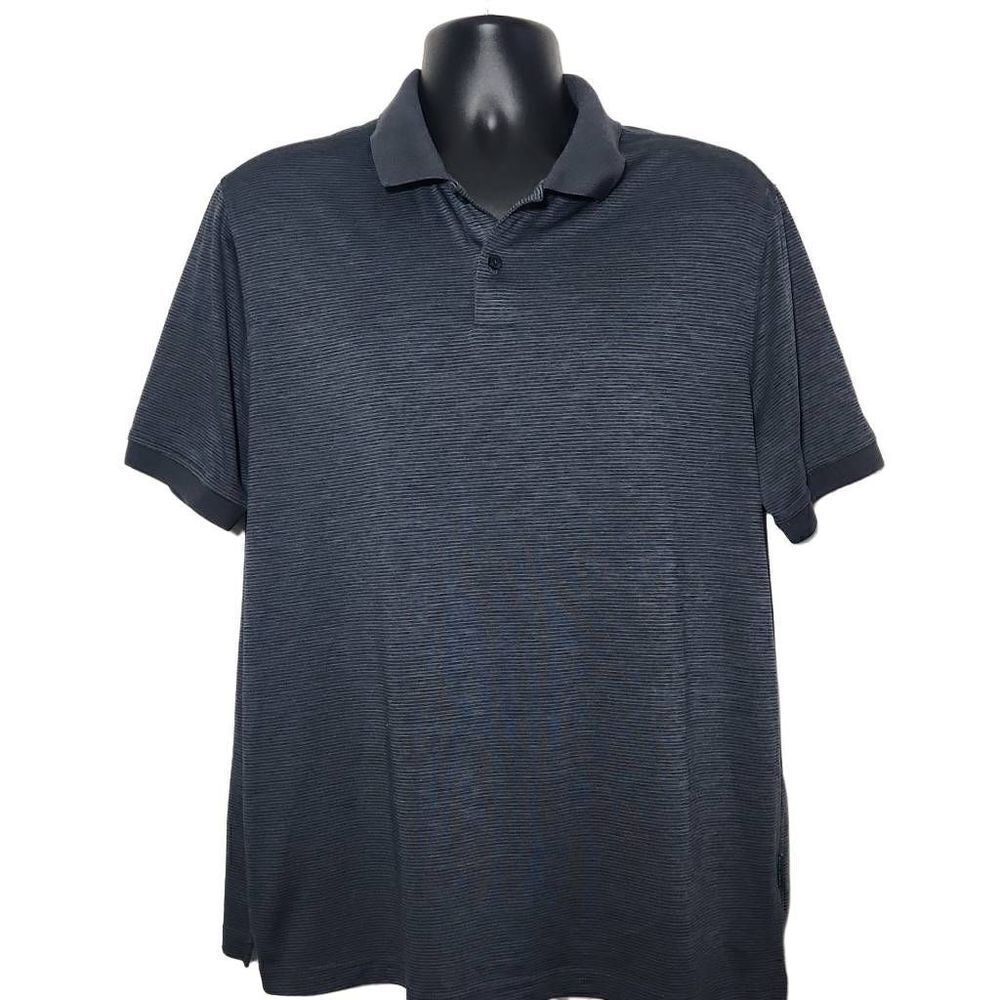 Perry Ellis Men's Size Large Gray Striped Polo Shirt